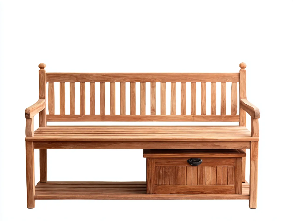 Banc de jardin-Bois-145 x 50 x 90 cm-Naturel-Style classique avec rangement intégré-Craftgetloft