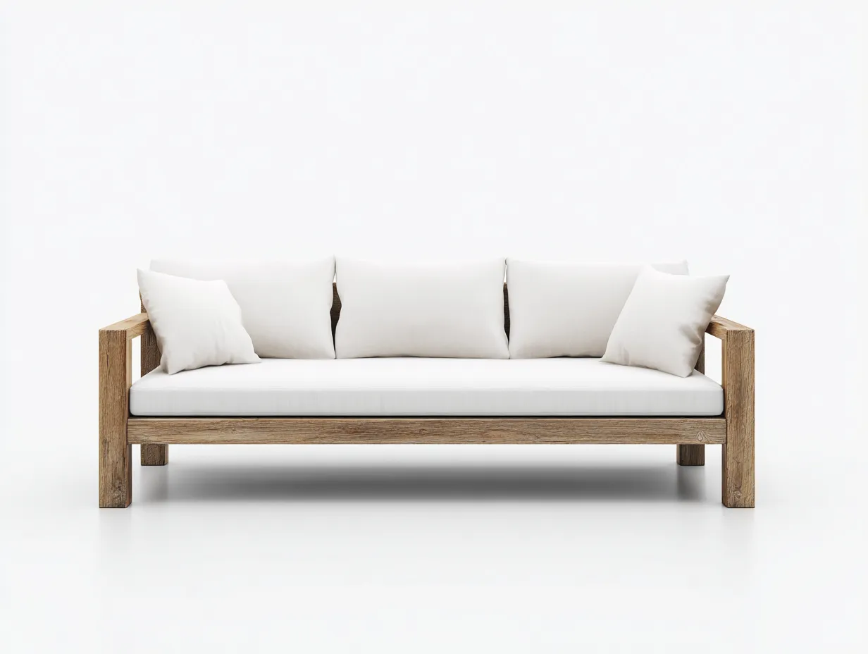 Canapé 3 places - bois-tissu - 205 x 78 x 72 cm - blanc - style naturel-Craftgetloft