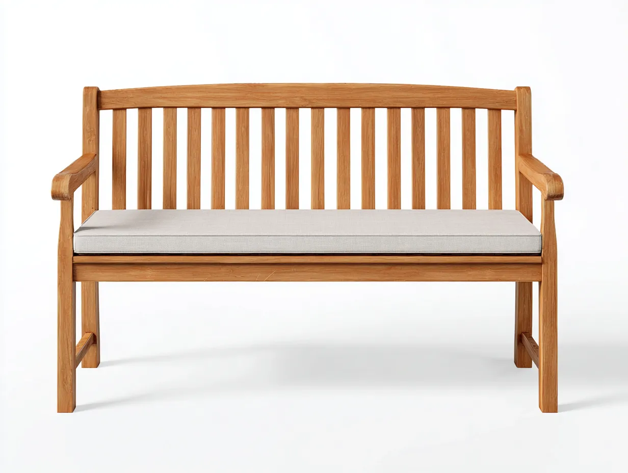 Banc de jardin - bois massif-tissu - 140x58x82 cm - marron-beige - style classique-Craftgetloft