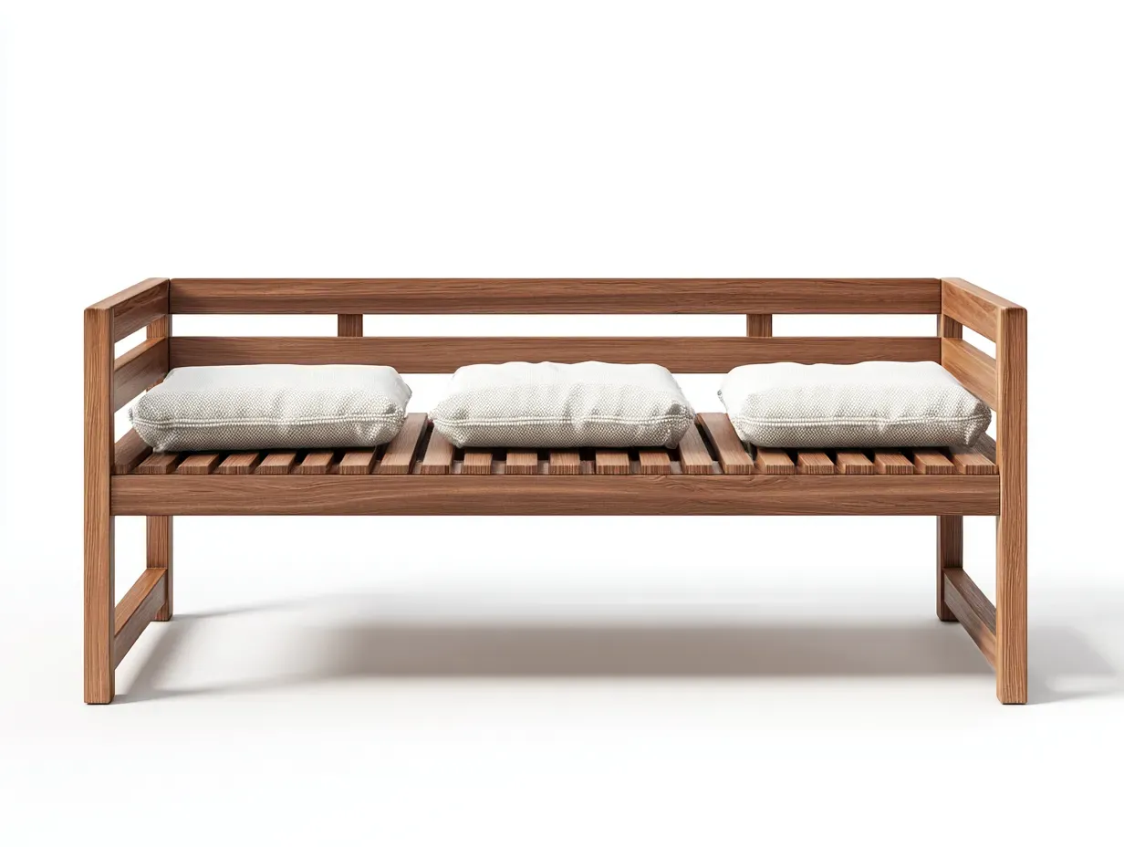 Banc de jardin - bois massif-tissu - 145x62x78 cm - marron-beige - style contemporain-Craftgetloft