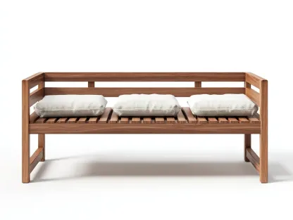 Banc de jardin - bois massif-tissu - 145x62x78 cm - marron-beige - style contemporain-Craftgetloft