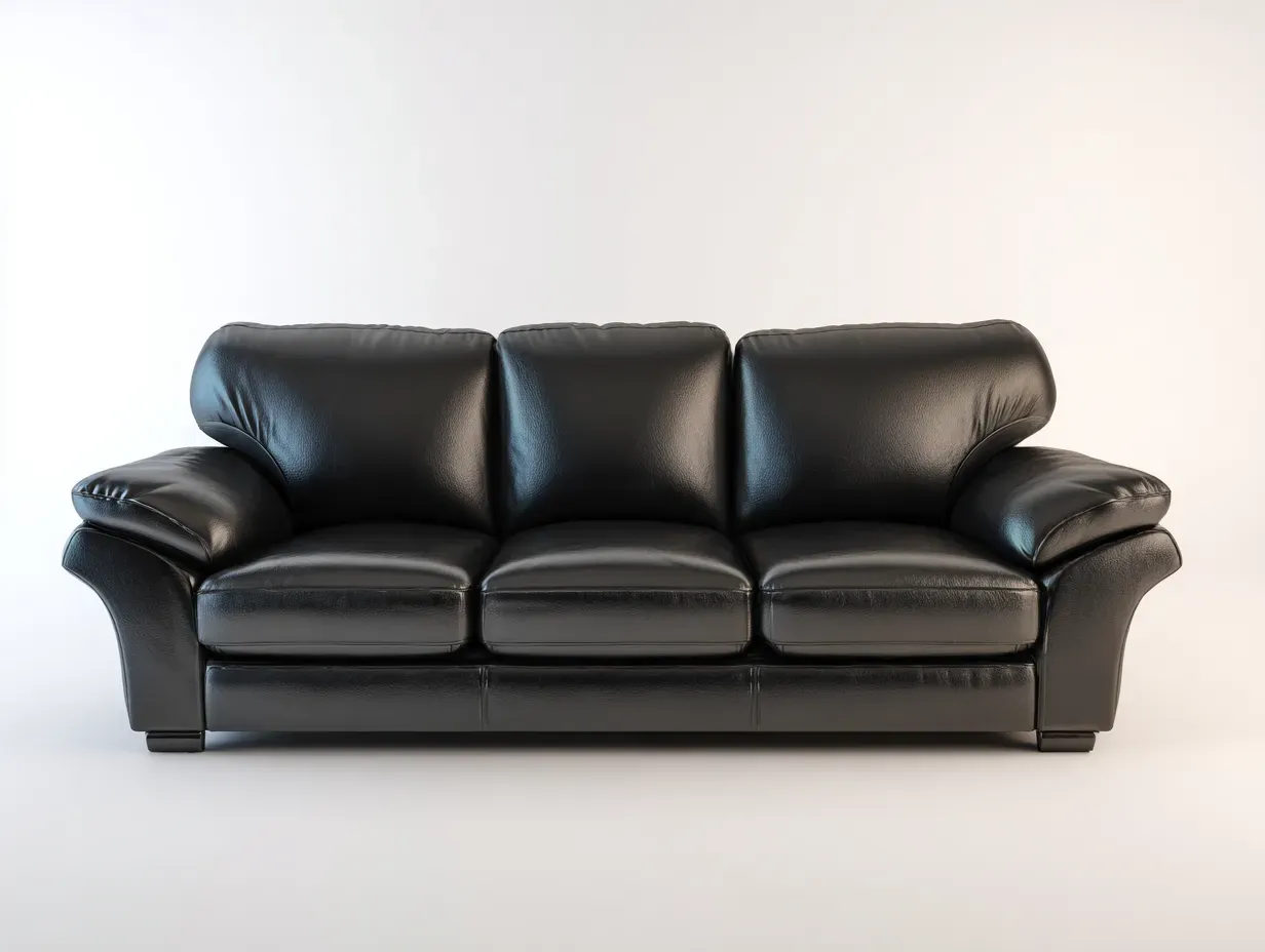 Canapé 3 places - cuir-bois - 225 x 95 x 88 cm - noir - style classique-Craftgetloft
