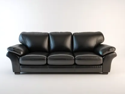 Canapé 3 places - cuir-bois - 225 x 95 x 88 cm - noir - style classique-Craftgetloft