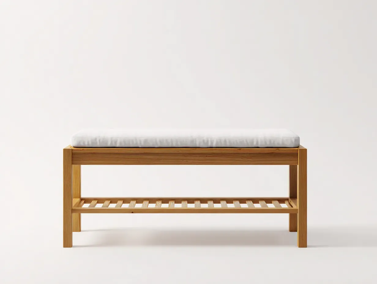 Banc de jardin - bois massif-tissu - 128x48x46 cm - marron-blanc - style moderne-Craftgetloft