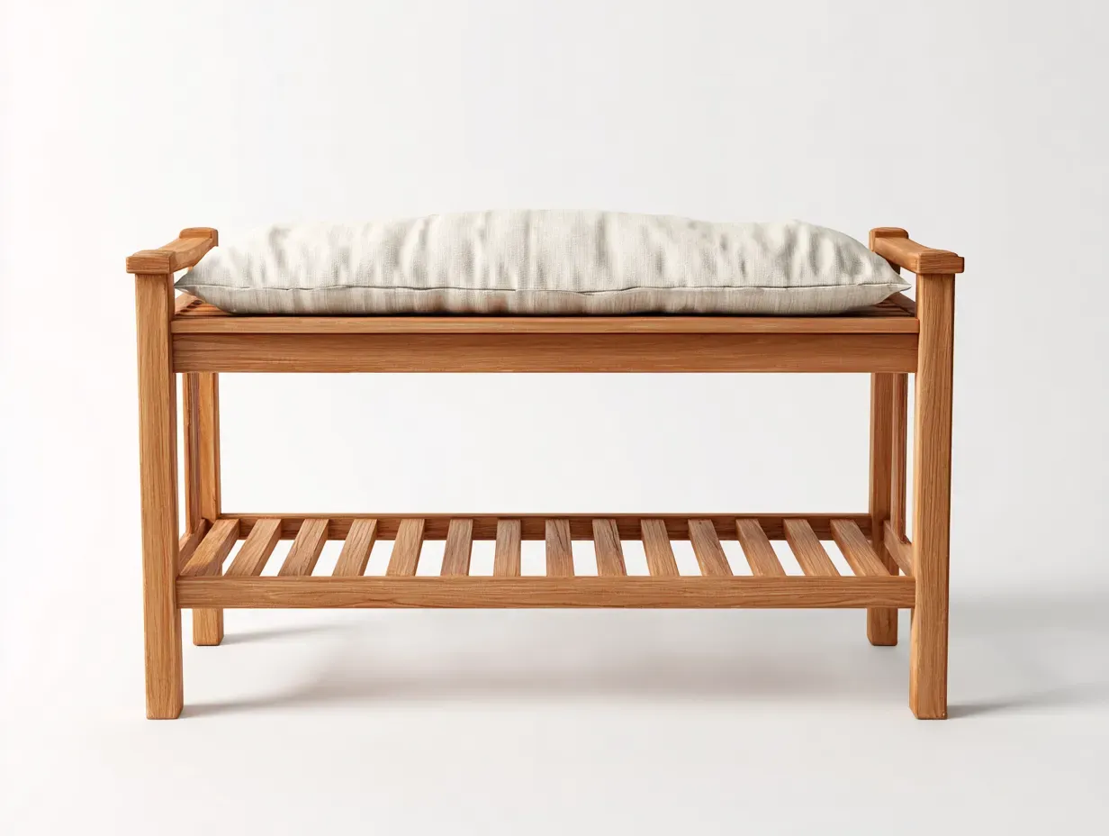 Banc de jardin - bois massif-tissu - 110x52x68 cm - marron-beige - style naturel-Craftgetloft