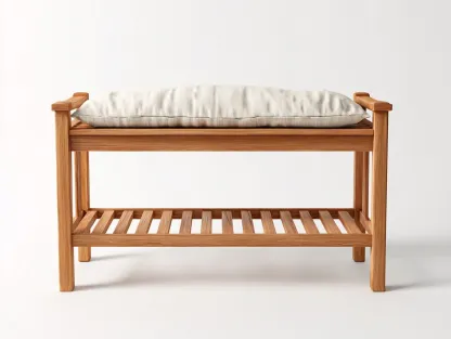 Banc de jardin - bois massif-tissu - 110x52x68 cm - marron-beige - style naturel-Craftgetloft