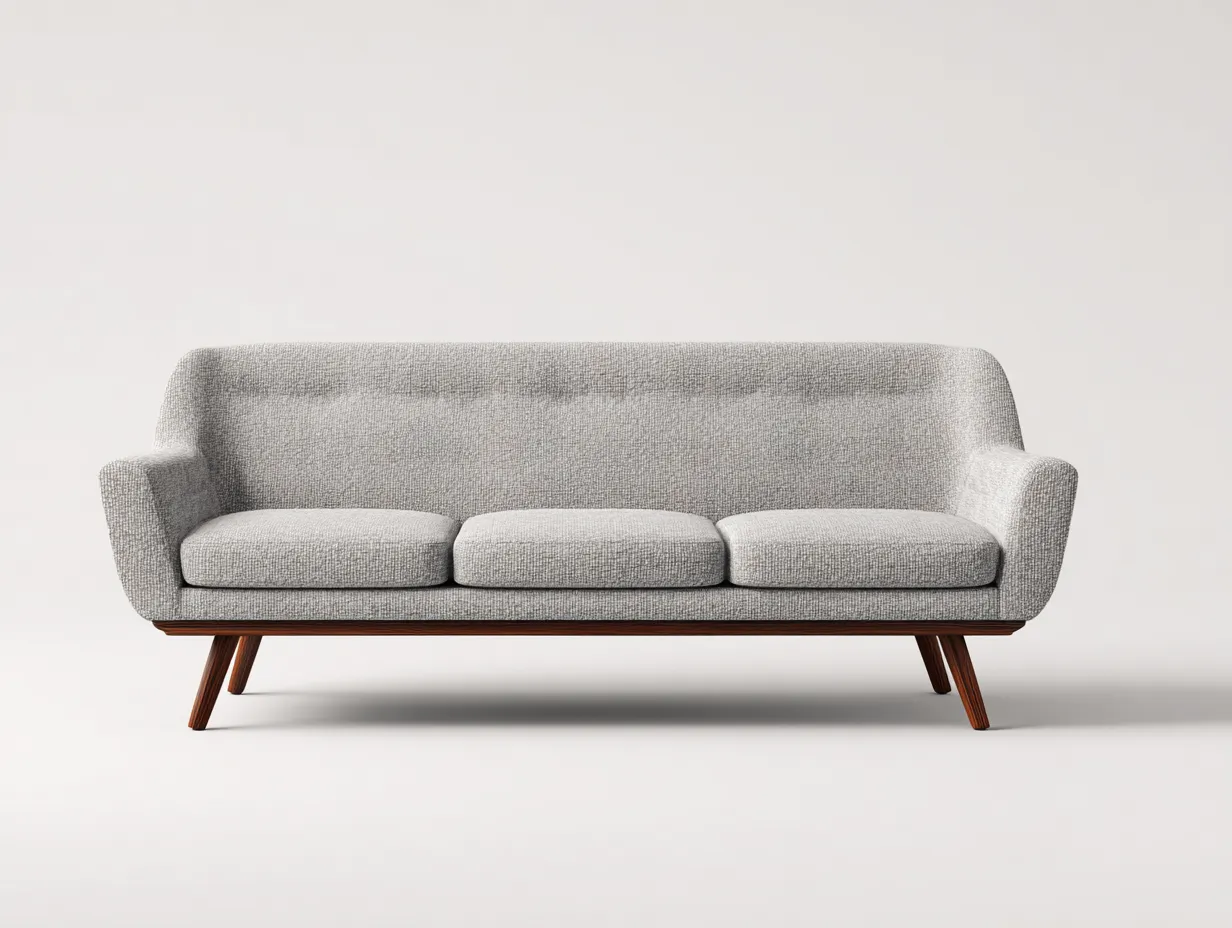 Canapé 3 places - tissu-bois - 218 x 86 x 78 cm - gris clair - style moderne-Craftgetloft