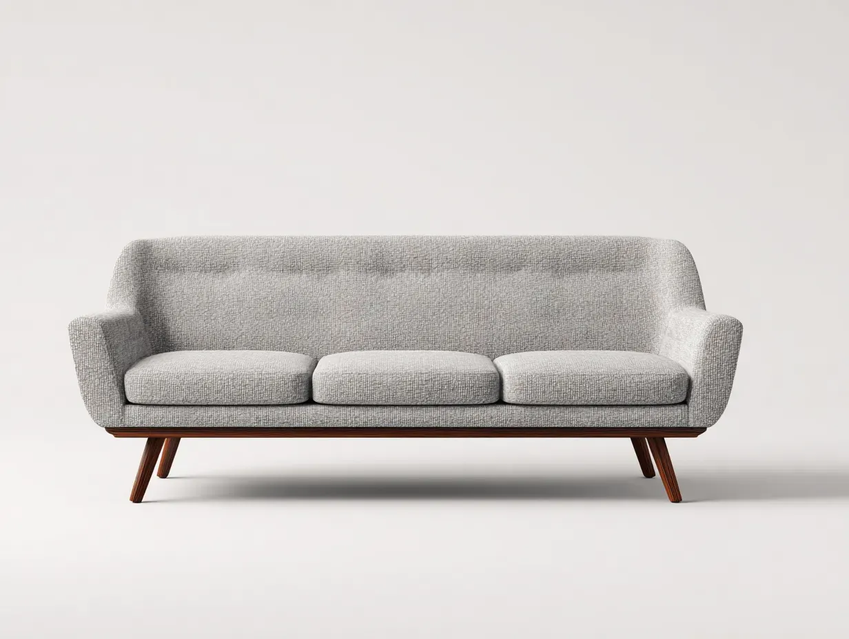 Canapé 3 places - tissu-bois - 218 x 86 x 78 cm - gris clair - style moderne-Craftgetloft