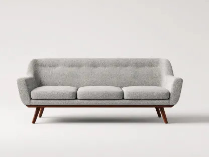 Canapé 3 places - tissu-bois - 218 x 86 x 78 cm - gris clair - style moderne-Craftgetloft