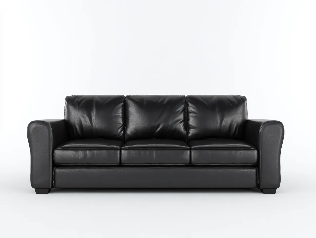 Canapé 3 places - cuir-bois - 215 x 90 x 82 cm - noir - style moderne-Craftgetloft