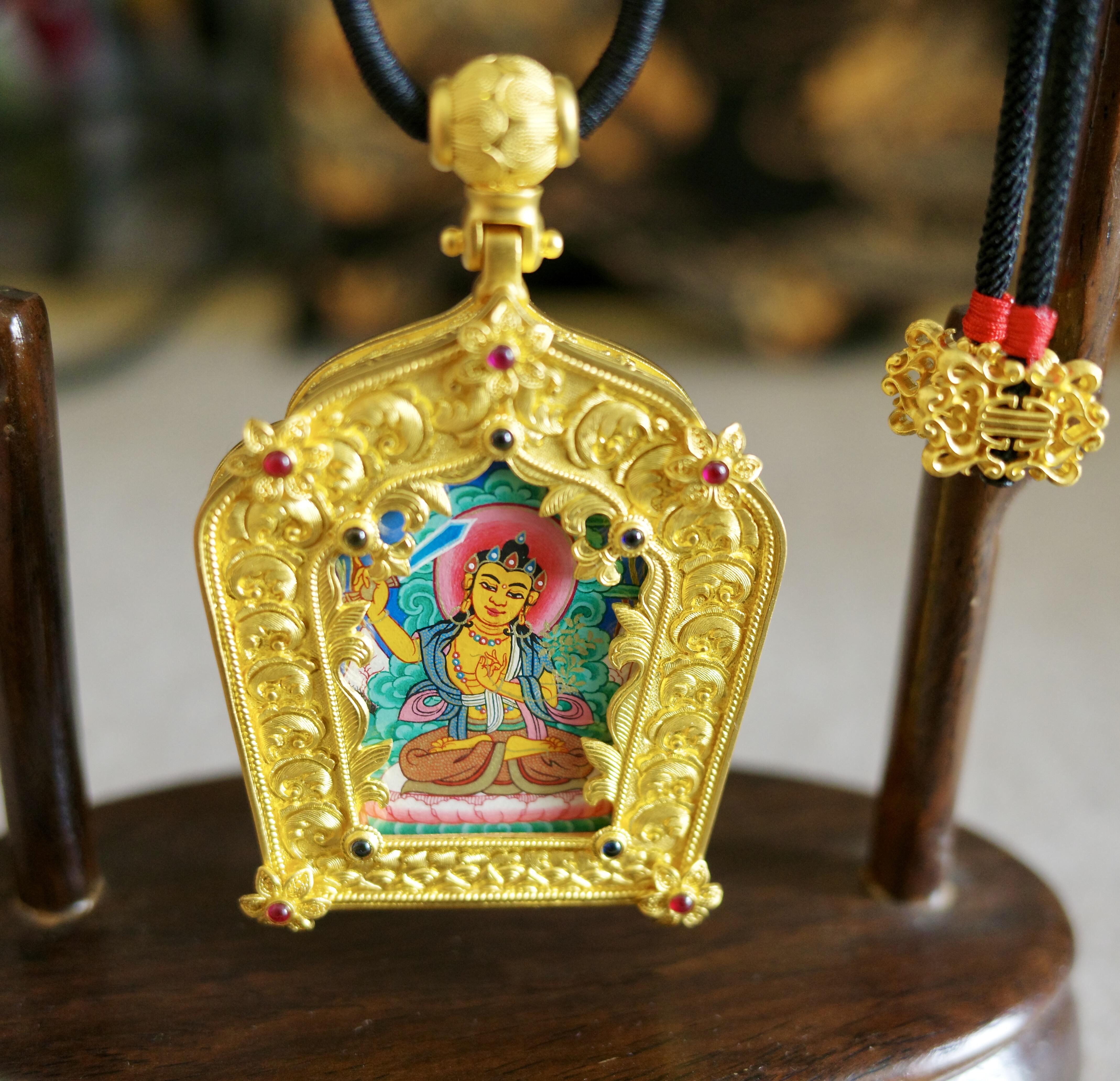 Gilded filigree turquoise gawu bo