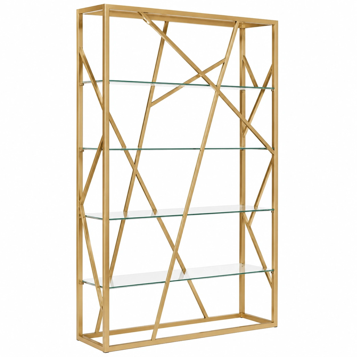 Estanteria moderna de metal dorado con baldas de cristal-furnixaio