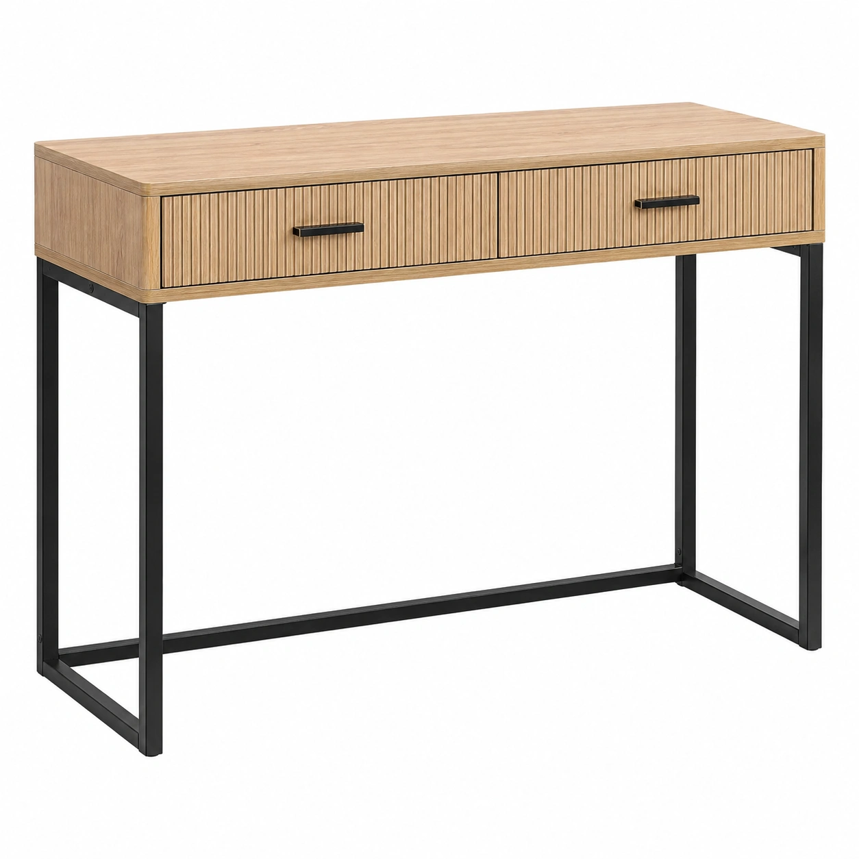 Consola moderna con cajones acanalados y estructura metalica negra elegante-furnixaio