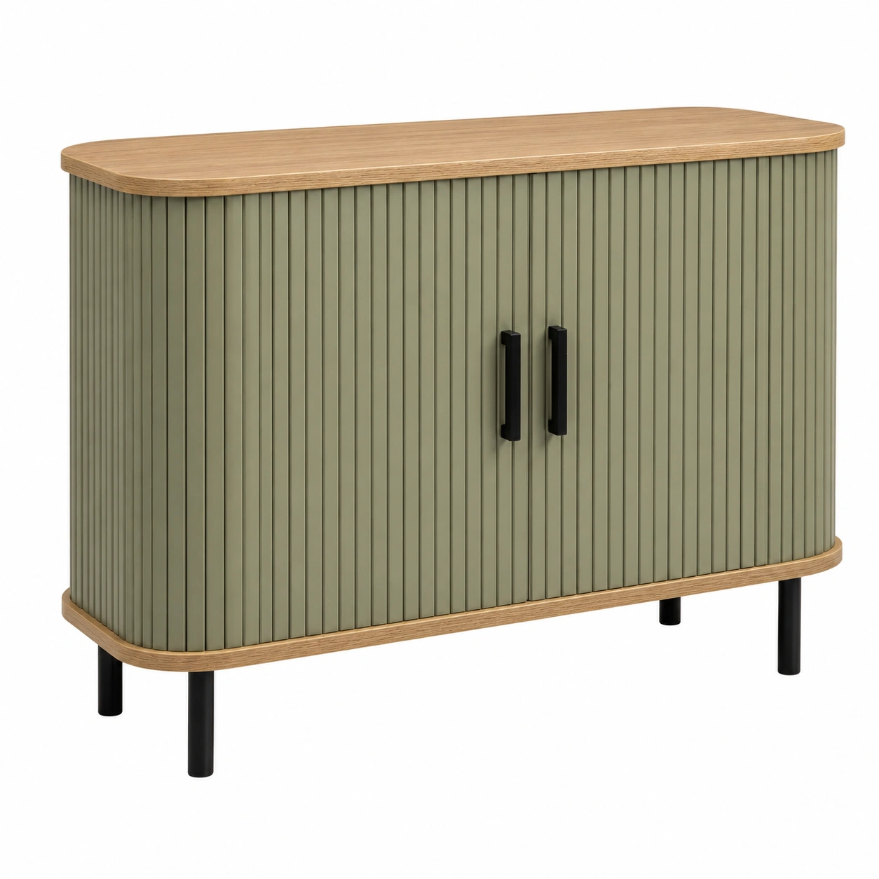 Armario moderno compacto con puertas acanaladas estilo nordico verde oliva-meubaro