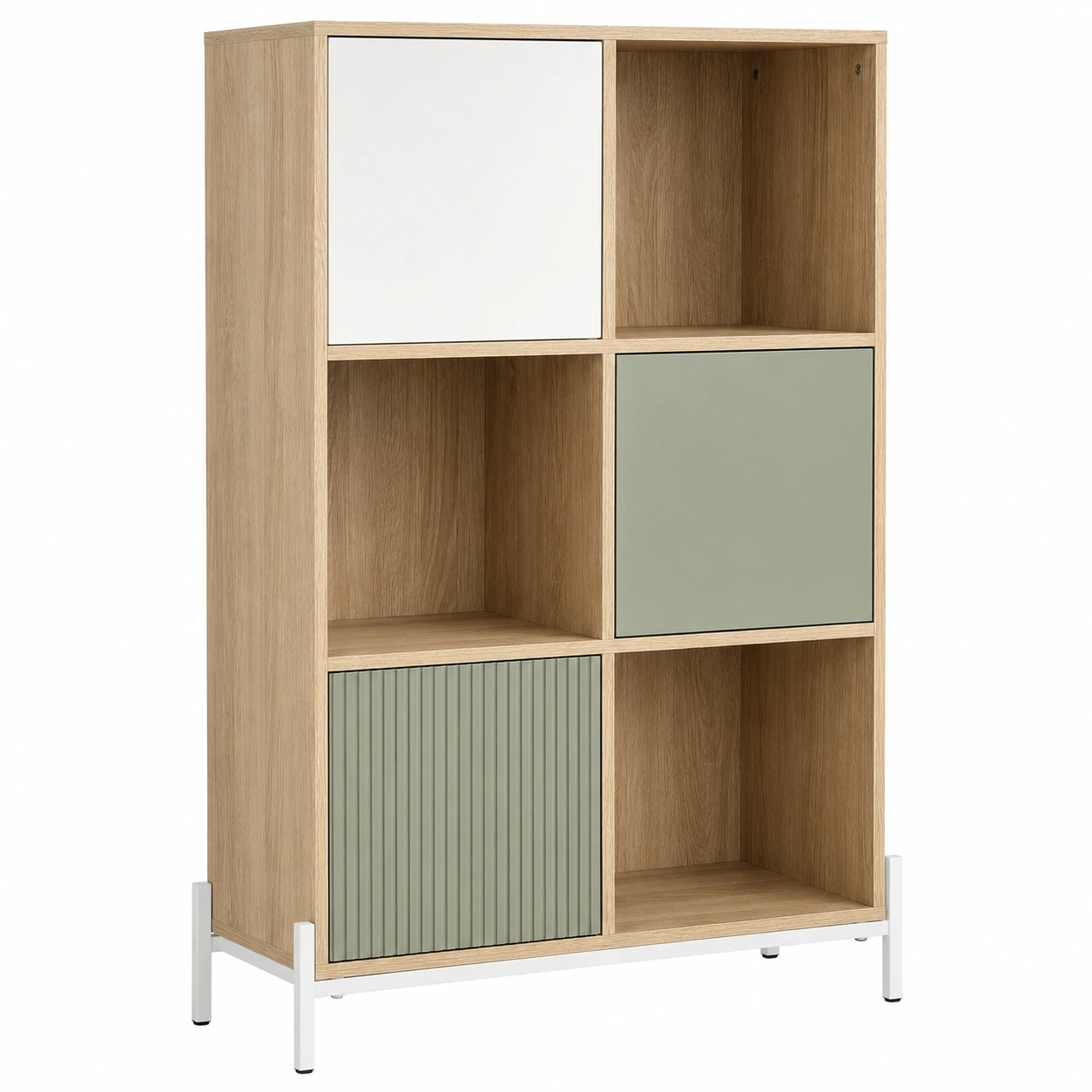 Estanteria moderna con puertas decorativas y estructura metalica-meubaro