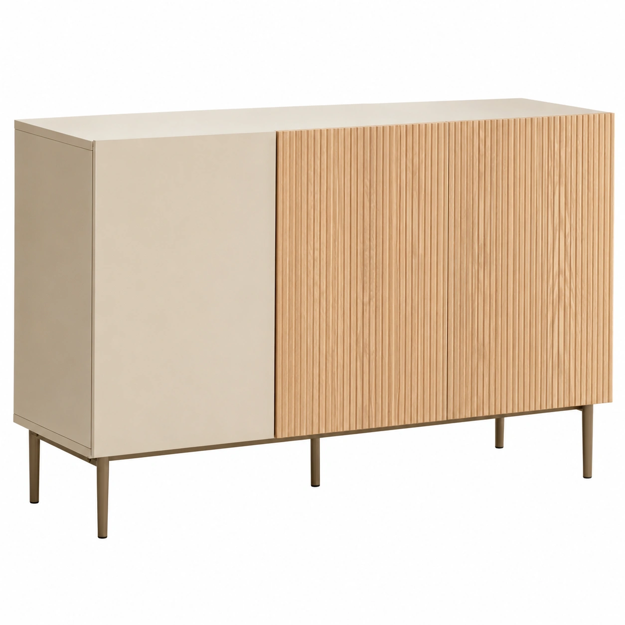 Aparador moderno con puertas texturizadas y acabado nordico beige-meubaro