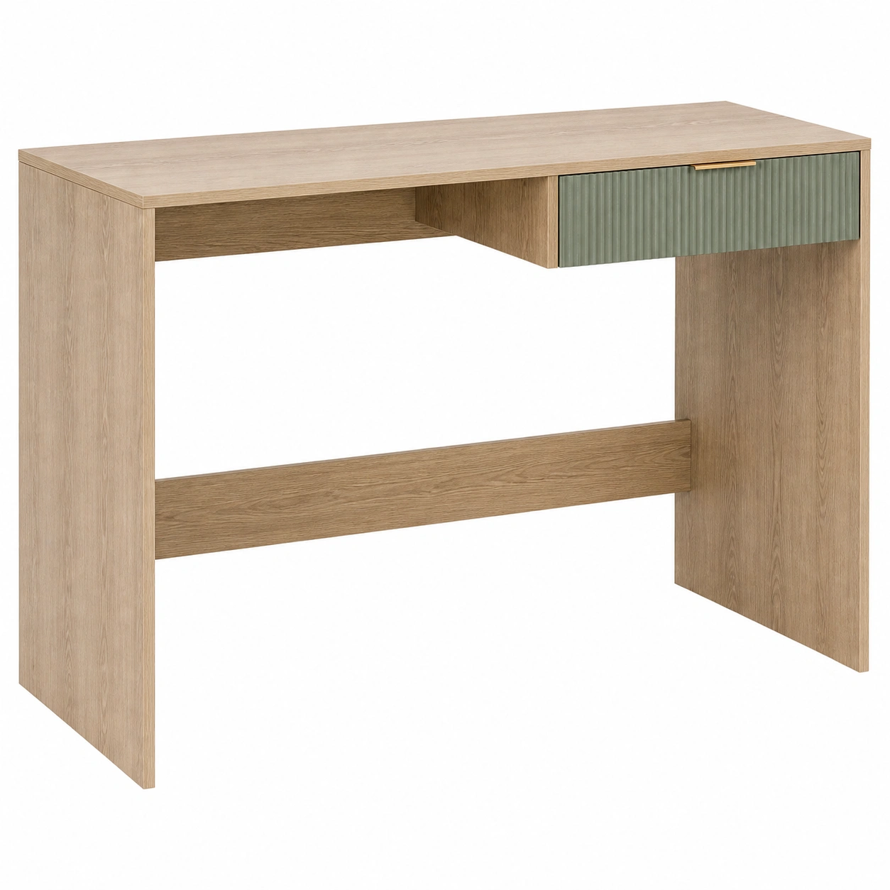 Escritorio moderno minimalista con cajon acanalado y acabado madera natural-meubaro