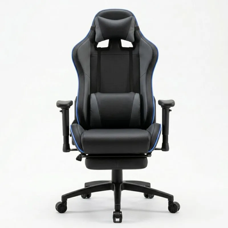 Bürostuhl Schwarz/Blau PU-Leder Verstellbar