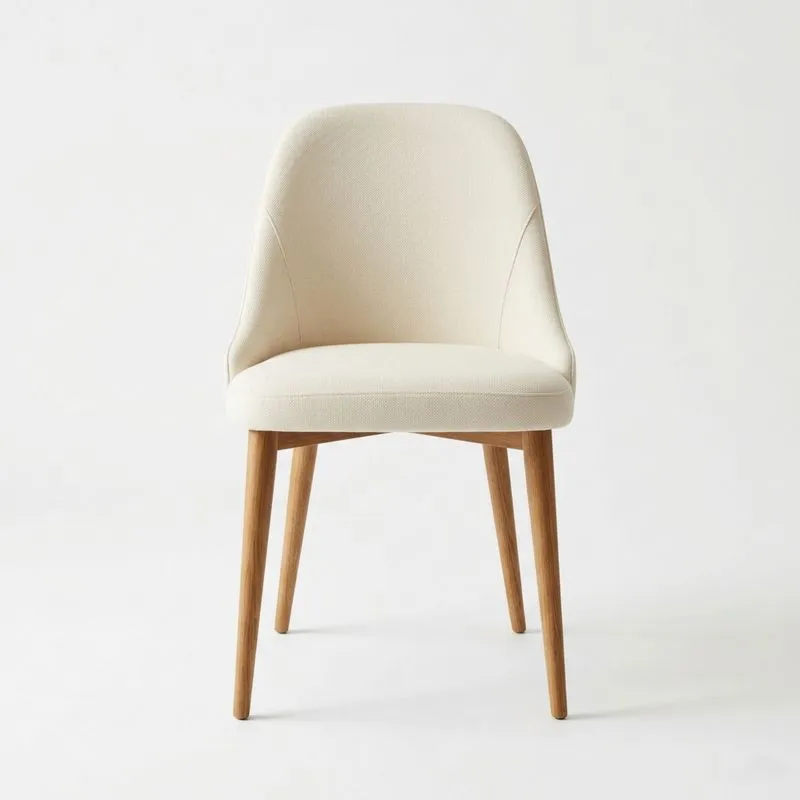 Stuhl aus Massive Eiche und Stoff in Creme