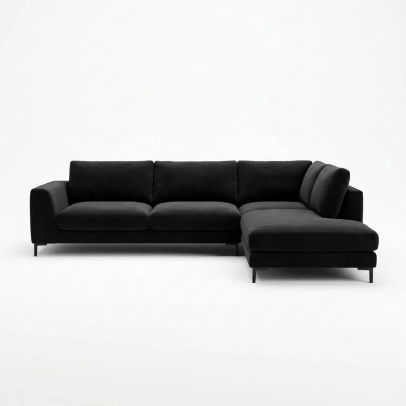 Samt Ecksofa Schwarz Länge280 cm