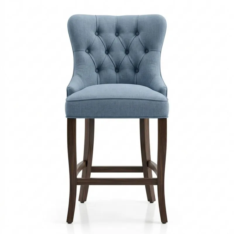Barhocker mit Leinenbezug Blau Länge50xBreite55xHöhe110 cm