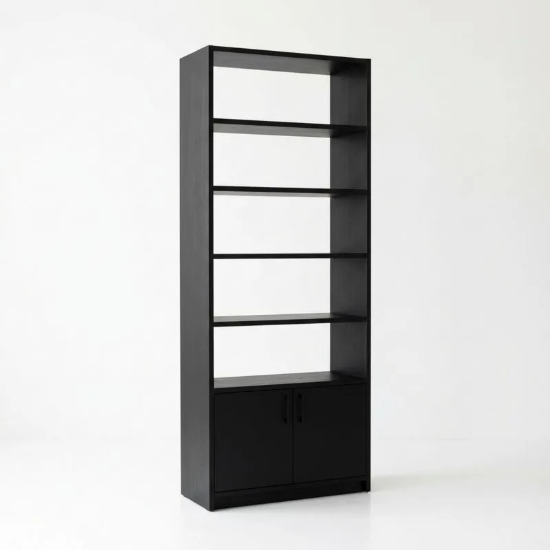 Regal MDF Schwarz mit Türen Höhe200cmxBreite90cmxTiefe35cm