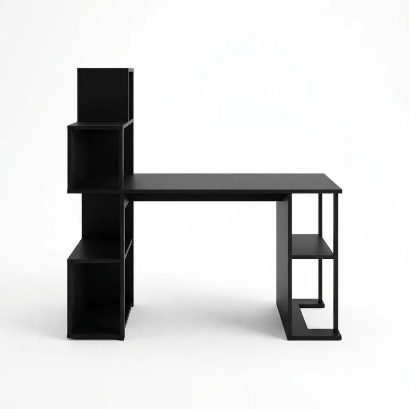 Schreibtisch mit Regal Schwarz Stahl