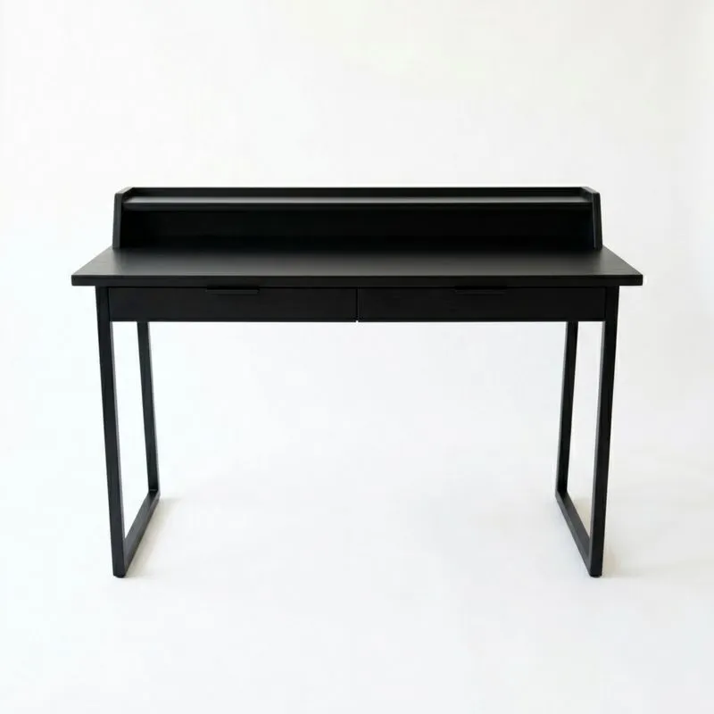 Schreibtisch Schwarz Stahl MDF mit 2 Schubladen