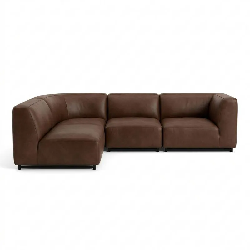 Modulares Ecksofa-Set aus braunem PU-Leder