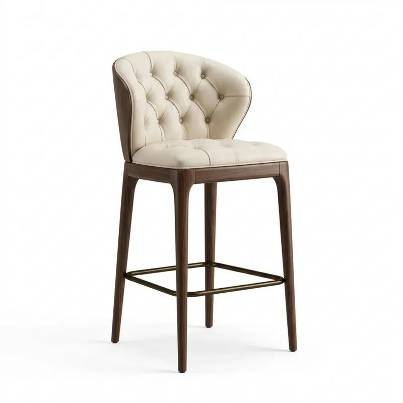 Barhocker Massivholz Beige Polyester