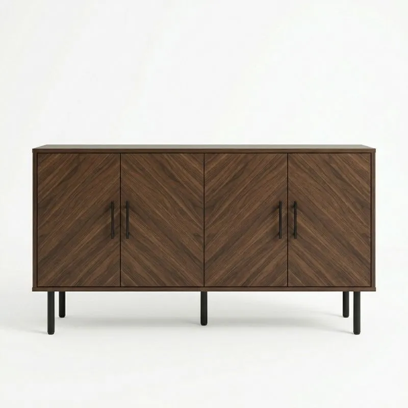 Holz Sideboard mit Griff aus Aluminiumlegierung Braun Länge180cmxBreite40cmxHöhe90cm