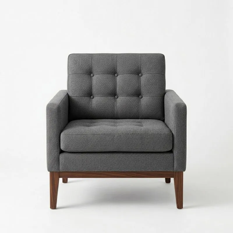 Polstersessel Dunkelgrau Polyester Massivholz