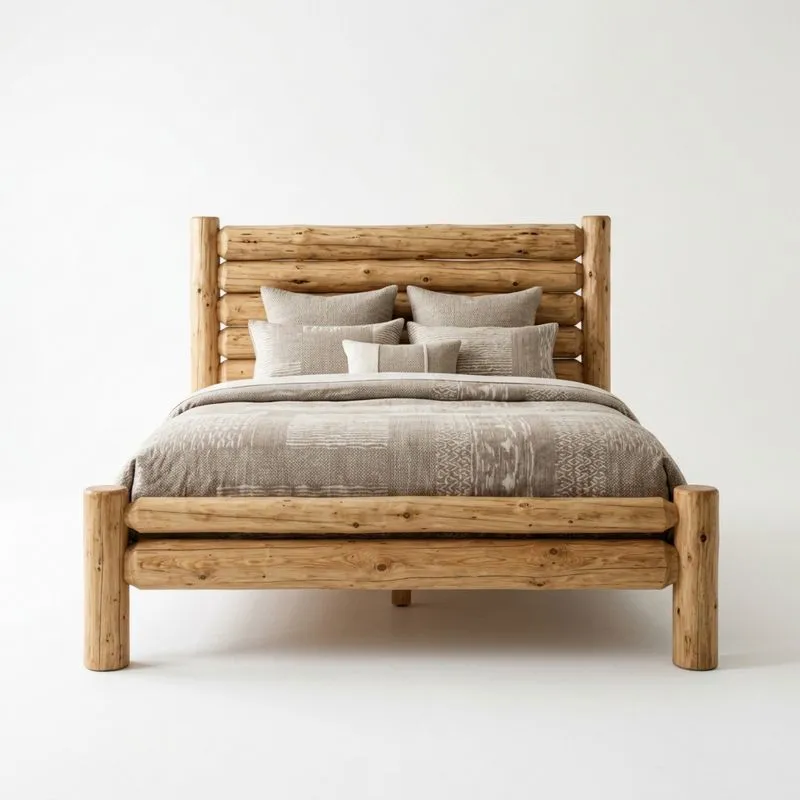 Kiefernholzbett mit Kissen und Decke Länge200cmxBreitex160cmxHöhe120cm