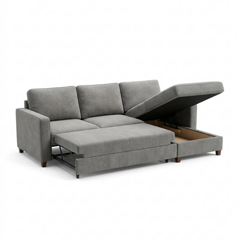 Sofa mit Stauraum und Stoffpolsterung in Grau
