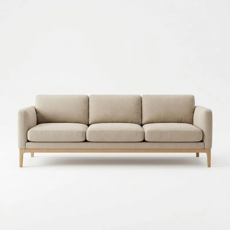 3-Sitzer Sofa aus Eichenholz und Polyester Beige Länge220cm