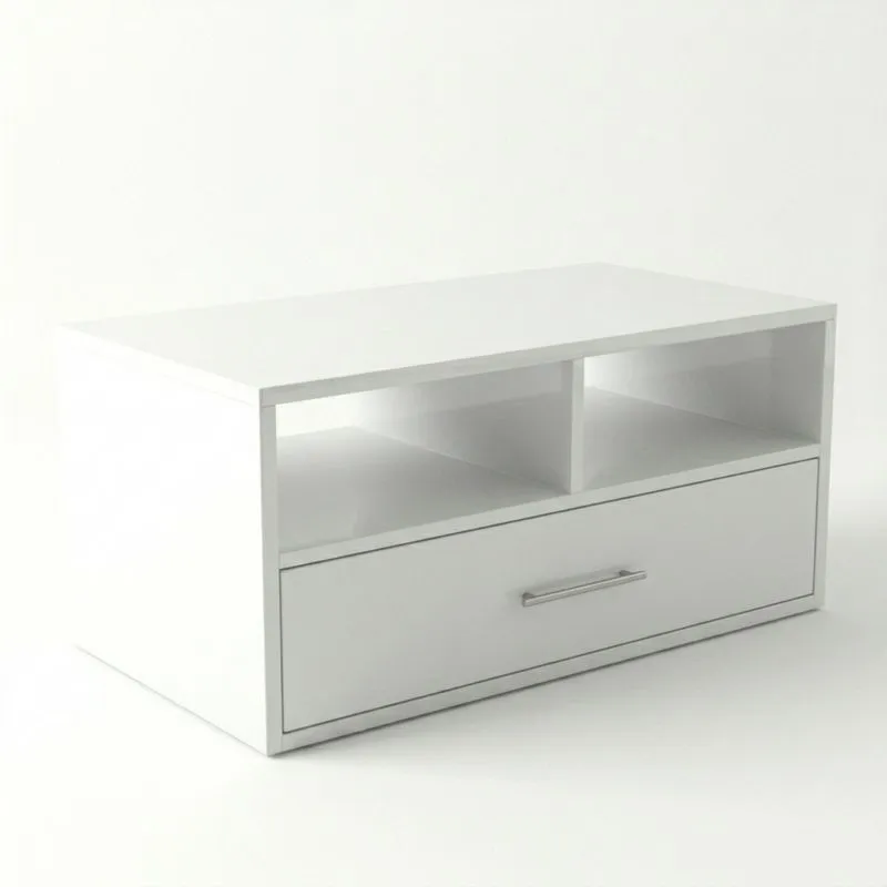 Weißer MDF Couchtisch mit Schublade und Fächern