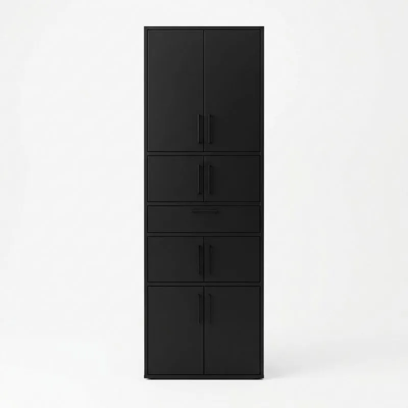 Doppeltür- und Schubladenschrank aus Stahl, Höhe 180cmxBreite 60cmxTiefe 40cm, Schwarz
