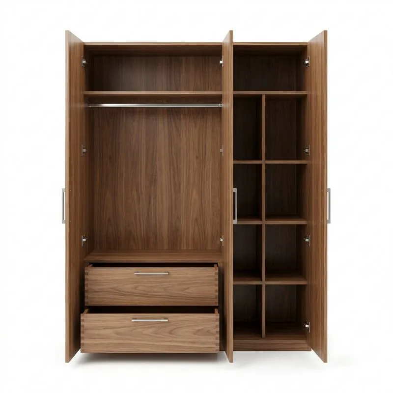 Kleiderschrank aus Massivholz mit Schubladen und Regalen 200cm hoch