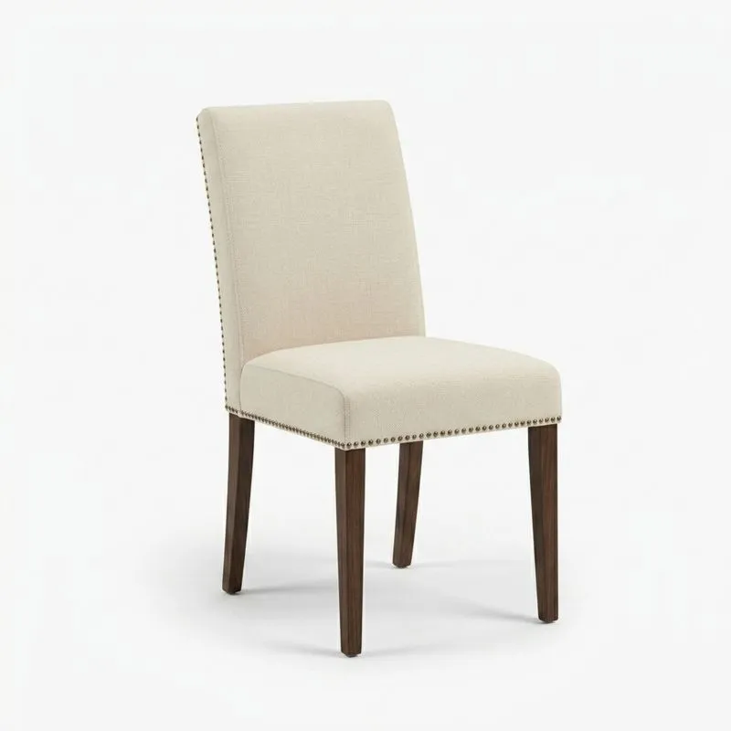 Stuhl Beige Polyester Massivholz 90cm