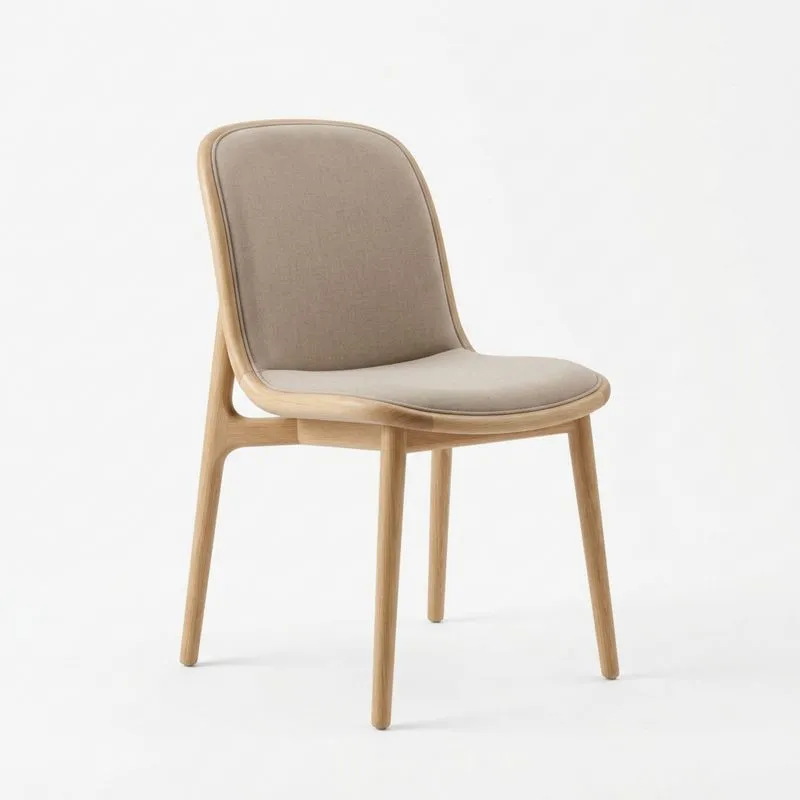 Esszimmerstuhl aus Eiche mit Stoffpolsterung Beige