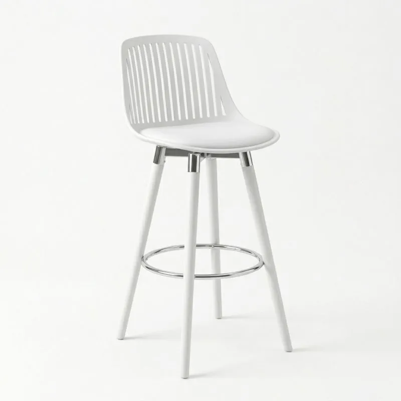 Barhocker Kunststoff Weiß Edelstahlrahmen