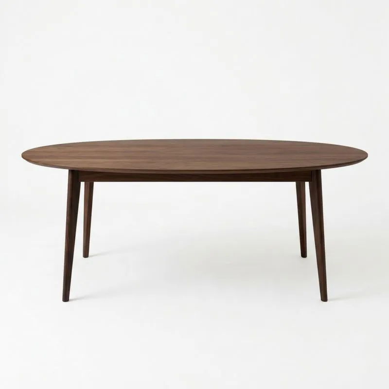 Ovaler Tisch aus Walnussholz, Braun, Länge180cm x Breite75cm x Höhe100cm