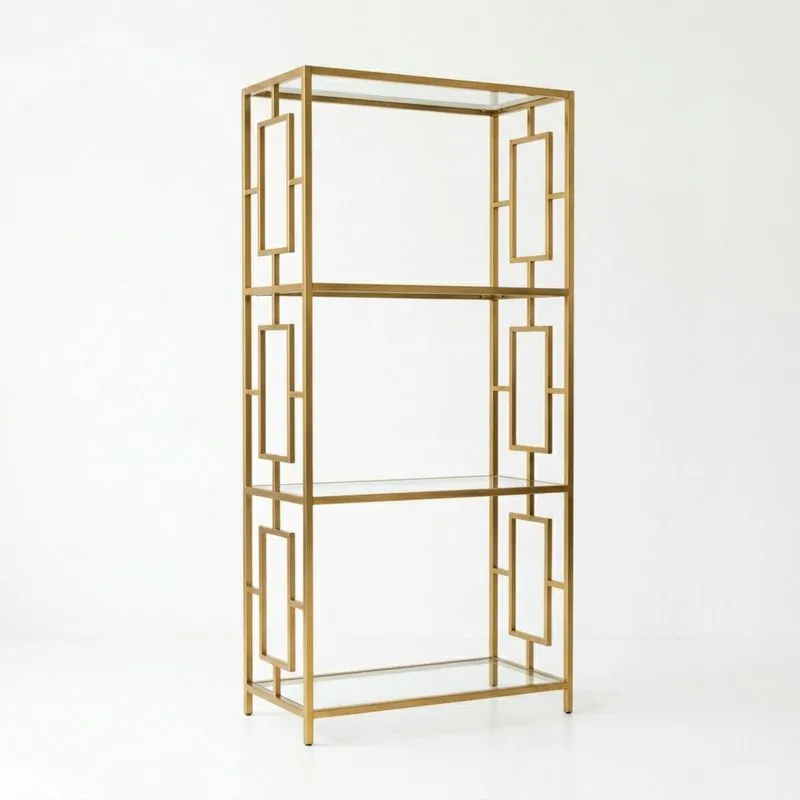 Edelstahl- und Glasregal, Gold, 180 cm hoch