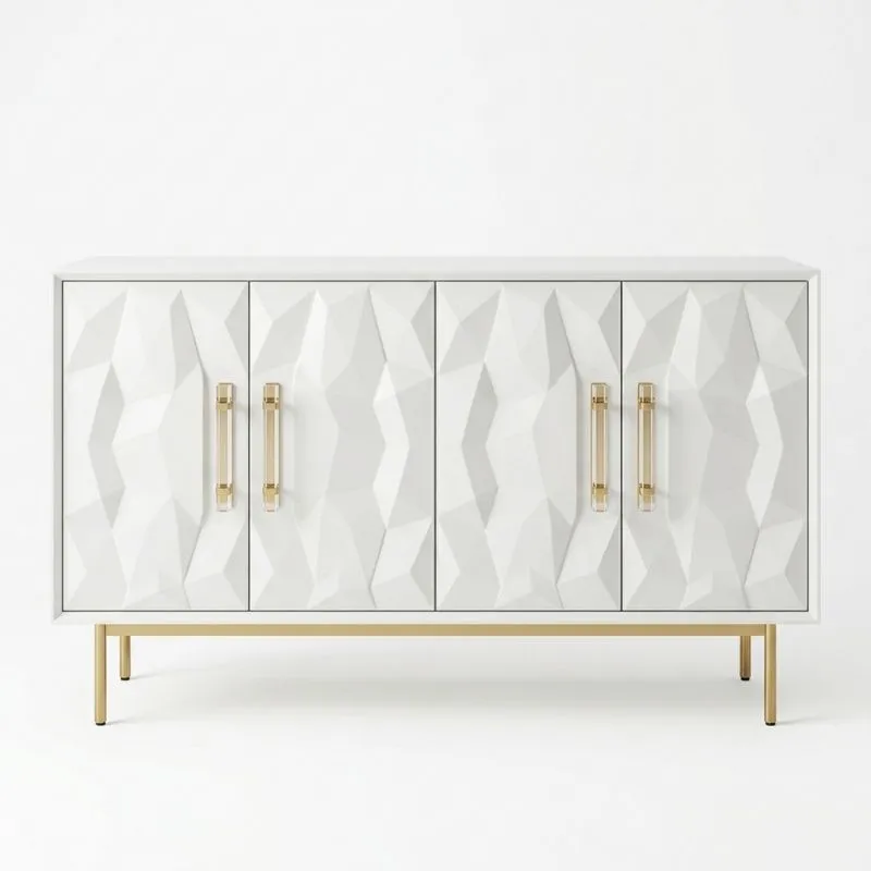 Schrank aus MDF-Material, Weiß/Gold, Länge160cmxBreite40cmxHöhe80cm