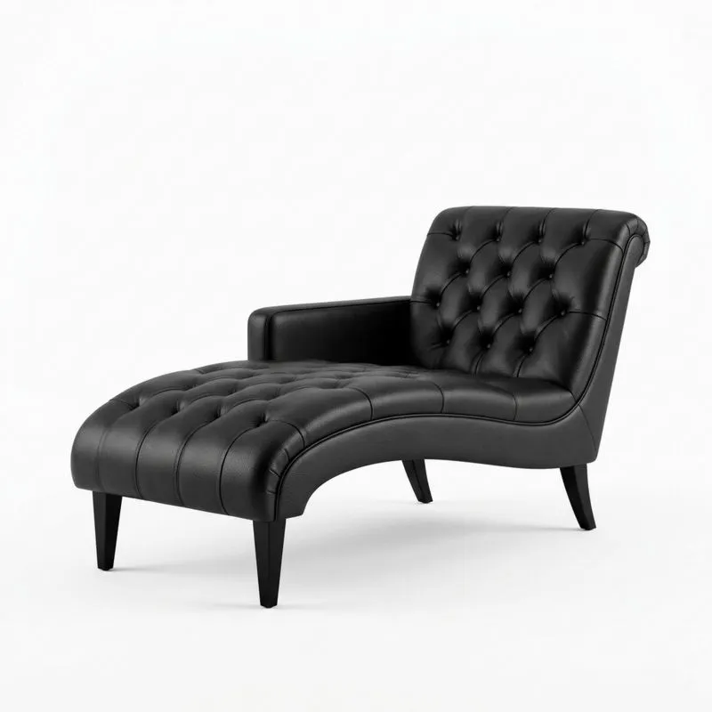 Chaise Longue aus Kunstleder Schwarz