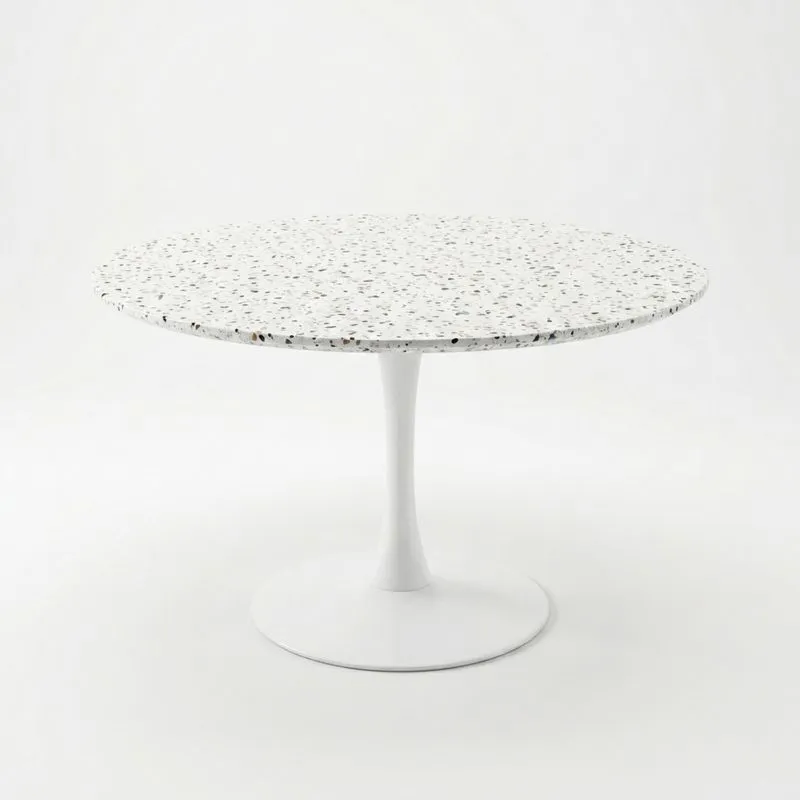 Runder Tisch aus Terrazzo und Stahl Weiß Ø 100 cm