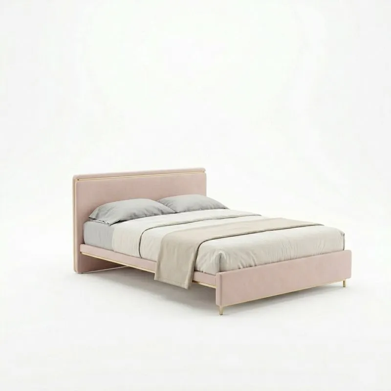 Polsterbett Rosa Massivholz und Polyester Länge214cmxBreite172cmxHöhe90cm