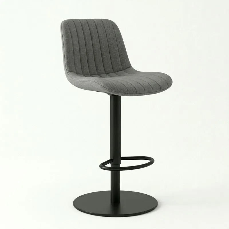 Barhocker Polsterstoff Grau mit Stahlgestell