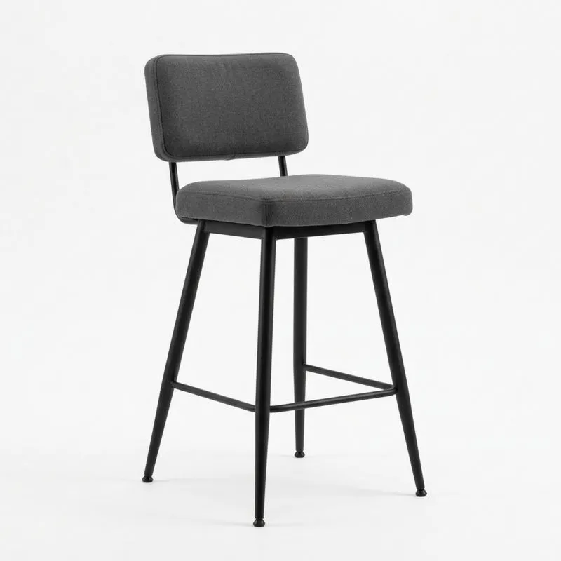 Barhocker Stoff Grau mit Stahlrahmen