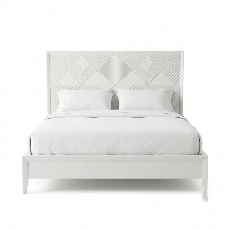 Doppelbett MDF Weiß mit Kopfteil